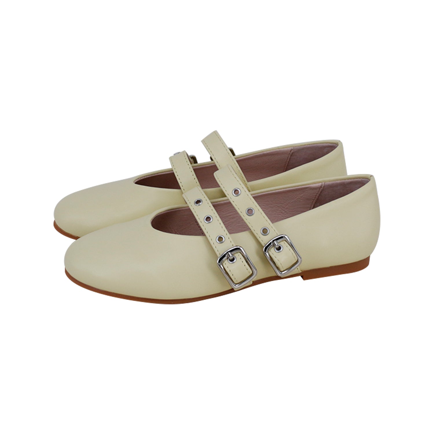 Yellow Leather Perforated Double Strap