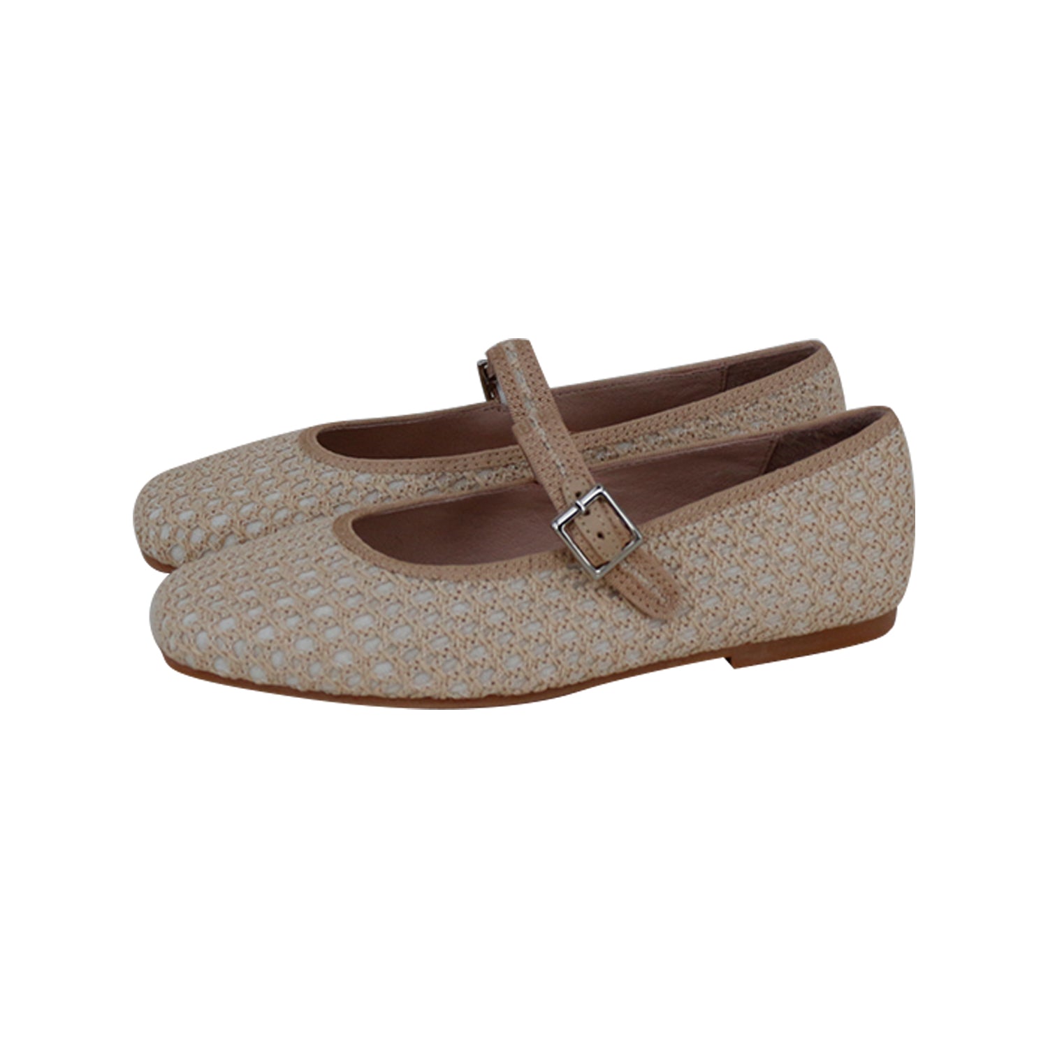 Beige Raffia  Square Front Mary Jane