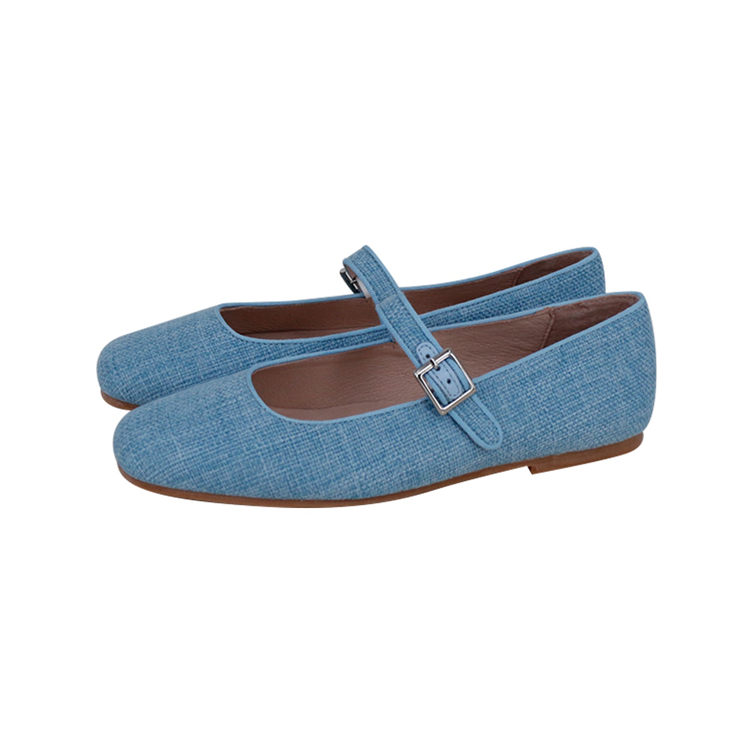 Light Blue Linen  Square Front Mary Jane