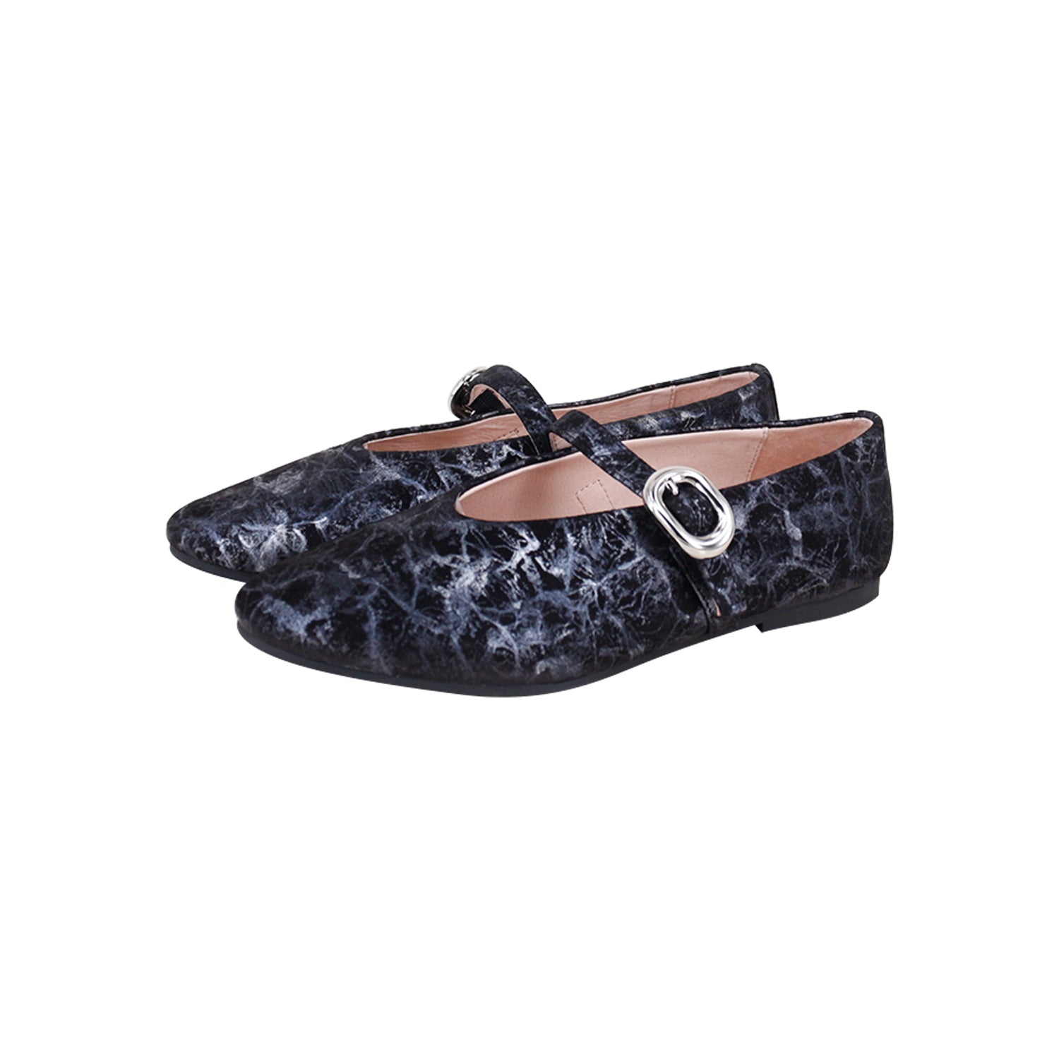 Model S Black/Gray Embossed Mary Jane Single Strap