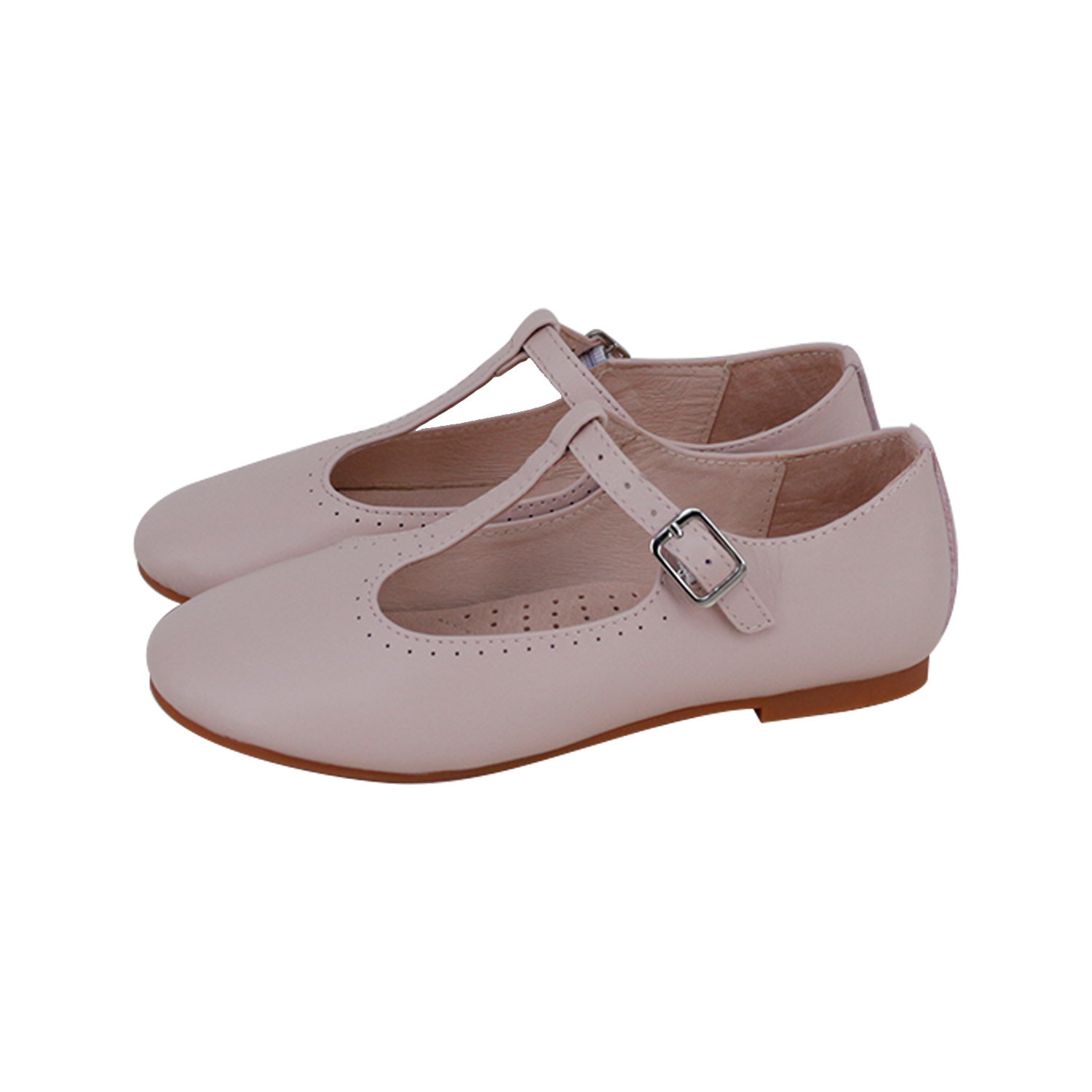 Pink Leather T-Strap