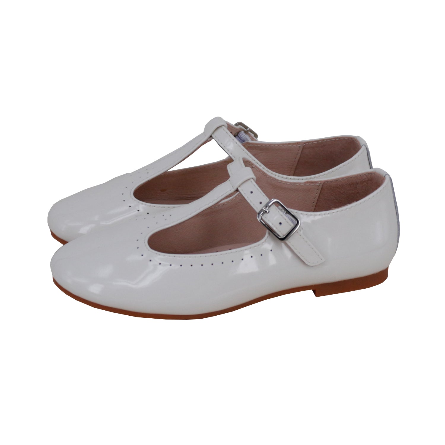 White Patent Leather T-Strap